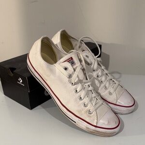 Converse White Canvas Sneakers with Red Trim